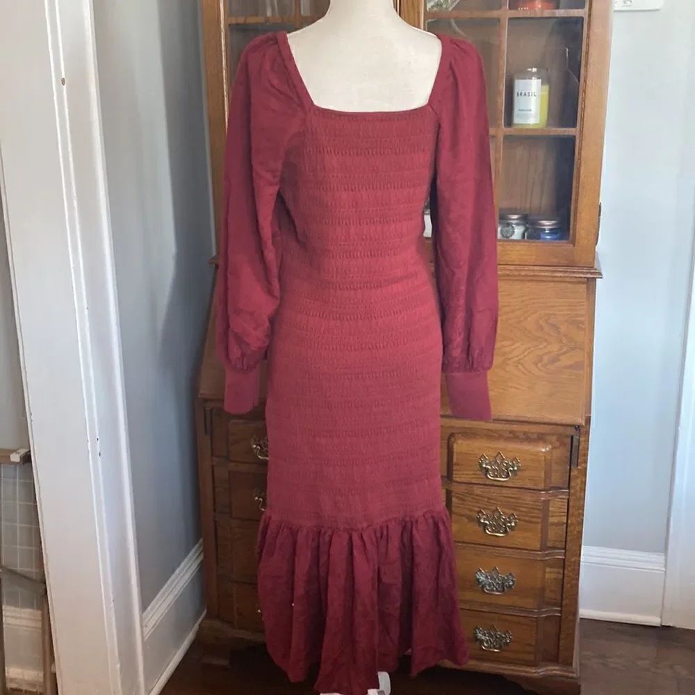 Anthropologie - Smocked Puff-Sleeved Midi Dress - Picture 7 of 7